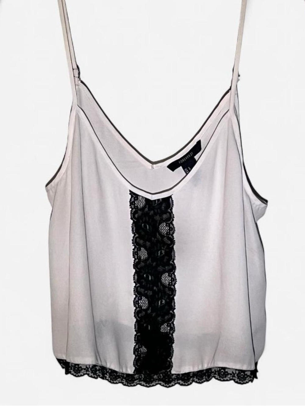 Forever21 White Lace-Trim Cami Top